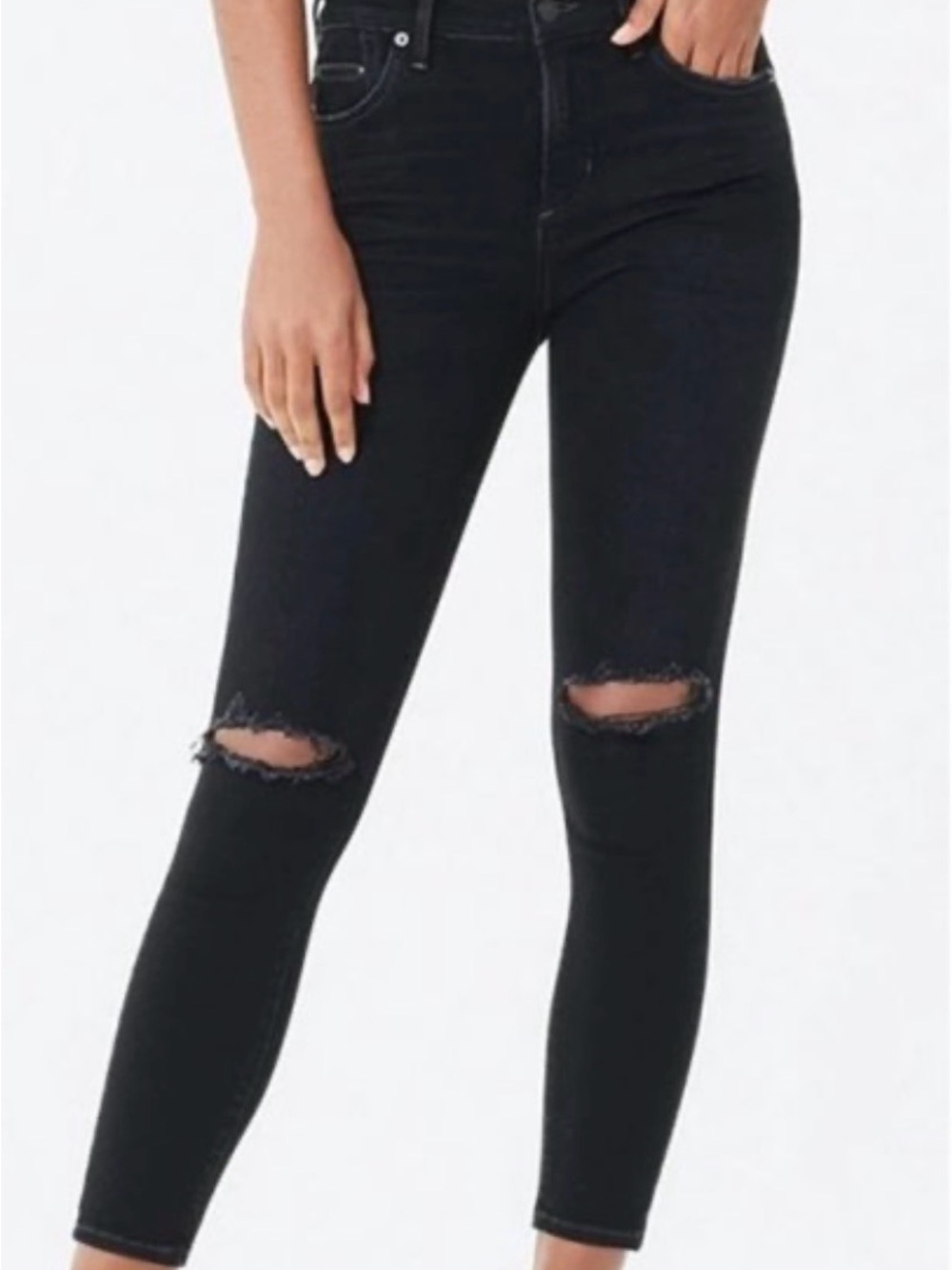Citizens of Humanity Rocket Crop High-Rise Black Skinny Distressed Jeans 26